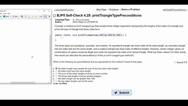 Java Practice It || 4.25 printTriangleTypePreconditions || method logic смотреть онлайн