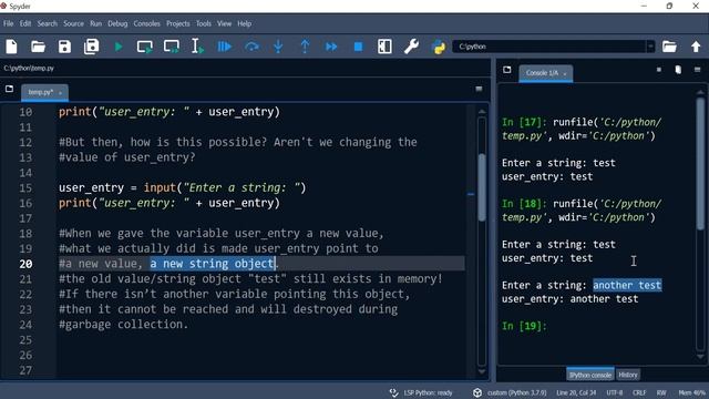 Python 46: I was able to give a string a new value, how are strings mutable? And the id() function. смотреть онлайн