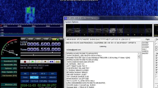 ACARS-HF Node 01 (San Francisco, California, USA) - 6559 kHz (USB) смотреть онлайн