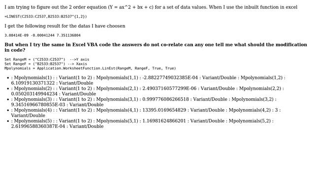 LINEST function in excel vba смотреть онлайн