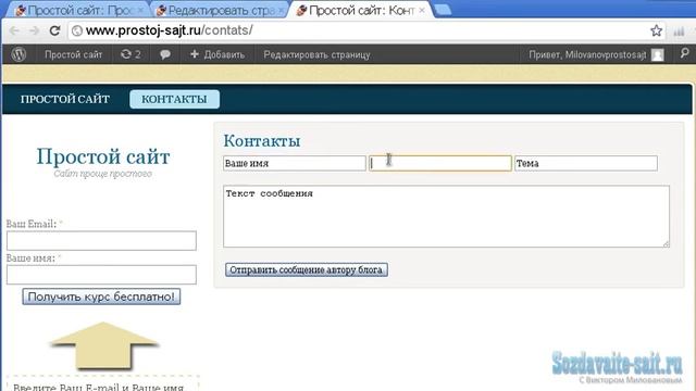 Форма обратной связи для WordPress смотреть онлайн