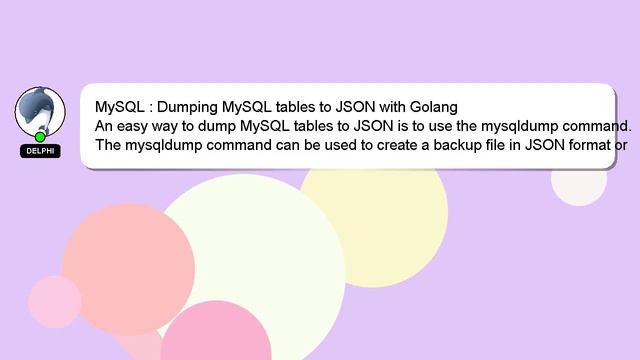 MySQL : Dumping MySQL tables to JSON with Golang смотреть онлайн