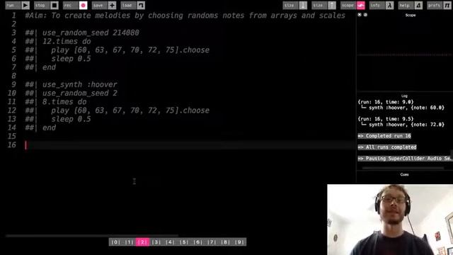 Sonic Pi Tutorial - Making Random Melodies with Arrays and Scales смотреть онлайн