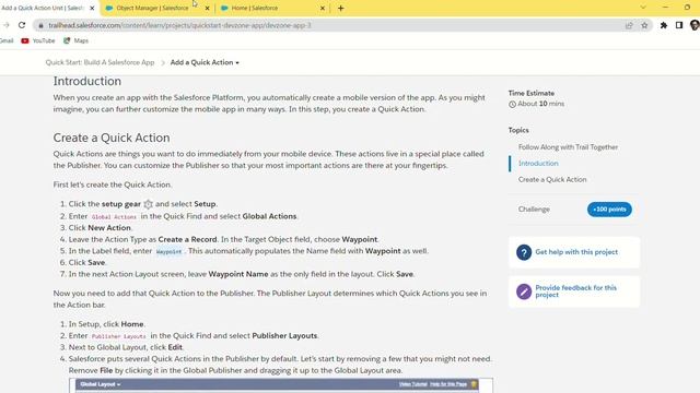 Add a Quick Action , Quick Start: Build A Salesforce App смотреть онлайн