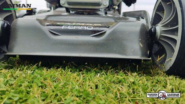 Газонокосилка бензиновая Caiman Ferro 52HV Honda в работе