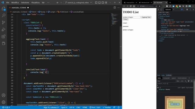 Creare una TODO List - Esercizio Javascript 12 con Soluzione смотреть онлайн