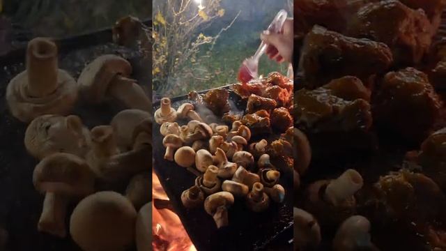 Мясо и шампиньоны на гриле. Вкуснятина! смотреть онлайн