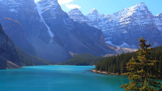 Moraine Lake Relaxation 4K Nature Video + Music Banff National Park 1 HR Ambient Film