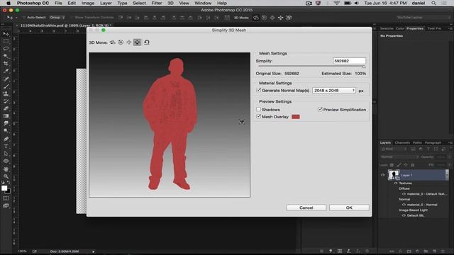 Photoshop 2015 - Simplify your 3D Mesh смотреть онлайн