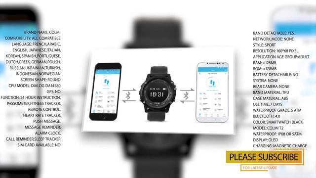 ColMi T2 Smart Watch Sport IP68 Waterproof Heart Rate Monitor смотреть онлайн
