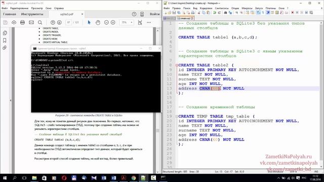 Базы данных курс. SQL команда CREATE TABLE в базе данных SQLite. Создание таблицы в БД смотреть онлайн