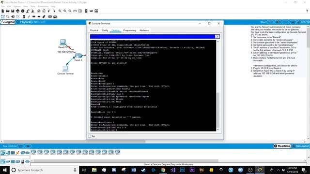 Cisco Packet Tracer Tutorial- Basic Router Configuration via the Console Terminal смотреть онлайн