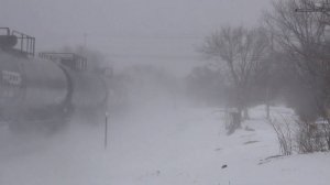 BNSF + UP Train Crashes Through Snowdrift NS 14M