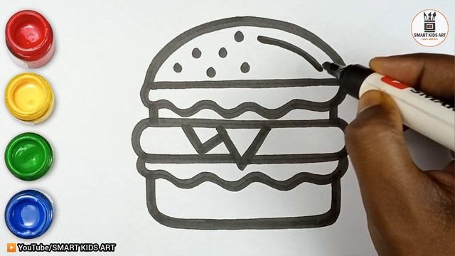 How To Draw Burger | Burger Drawing | Smart Kids Art смотреть онлайн