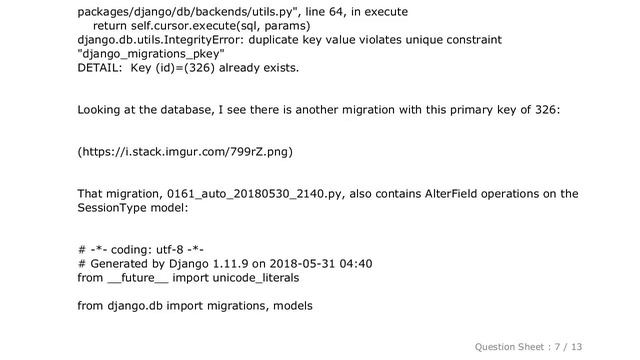 Django : django.db.utils.IntegrityError: duplicate key value violates unique constraint "django_mig смотреть онлайн