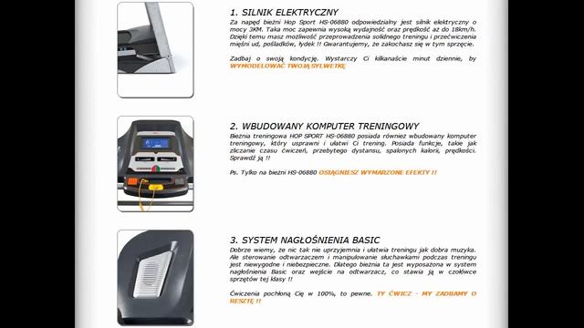 Sklep Xtreme poleca: Bieżnia elektryczna Hop Sport HS-06880 mp3, 18km/h смотреть онлайн