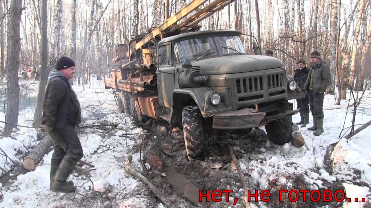 Внедорожная эвакуация.Вытаскивание буровой установки на ЗИЛ 131.Грузовой эвакуатор DODGE смотреть онлайн