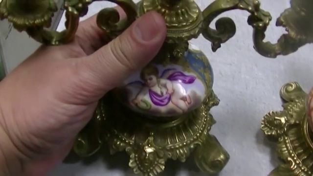 Французские бронзовые подсвечники с фарфоровыми вставками смотреть онлайн