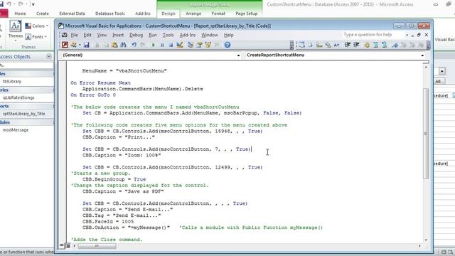 Access Custom Shortcut Menu VBA смотреть онлайн
