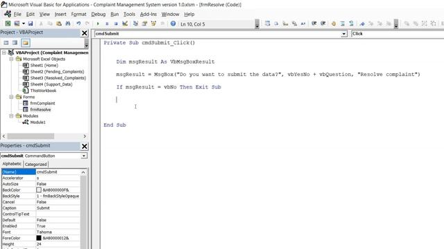 Complaint Management System in Excel and VBA Part 6 VBA code to Resolve the complaints смотреть онлайн
