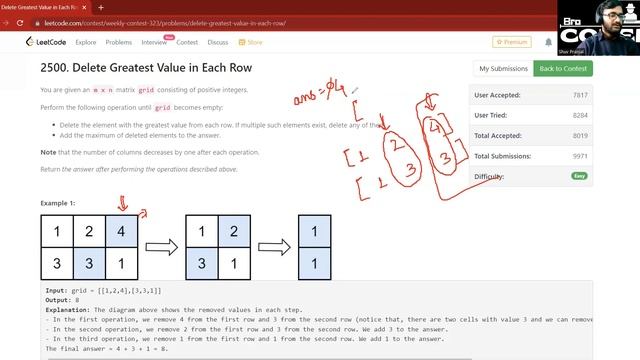 2500. Delete Greatest Value in Each Row | Weekly Contest 323 | LeetCode 2500 смотреть онлайн