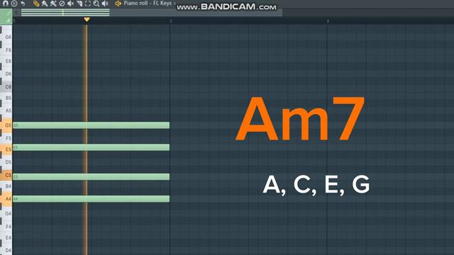 Аккорды «Am7» на piano roll смотреть онлайн