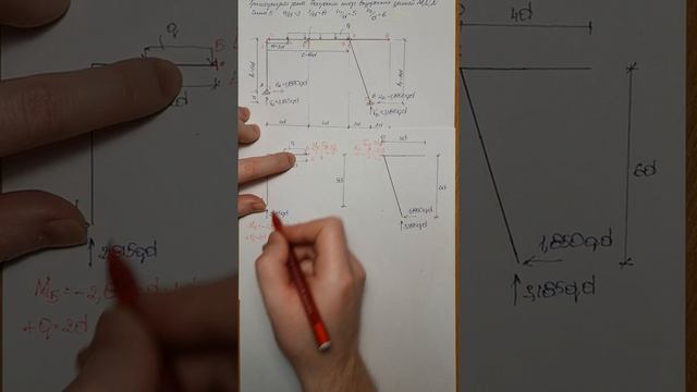 Трехшарнирная рама. Построение эпюр внутренних усилий M, Q, N смотреть онлайн