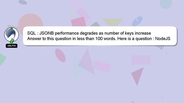 SQL : JSONB performance degrades as number of keys increase смотреть онлайн