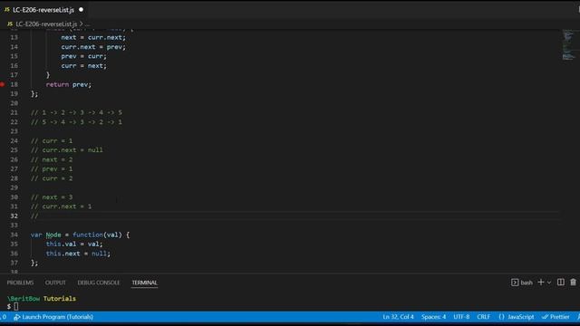 Leetcode #206 Reverse Linked List (JavaScript) смотреть онлайн