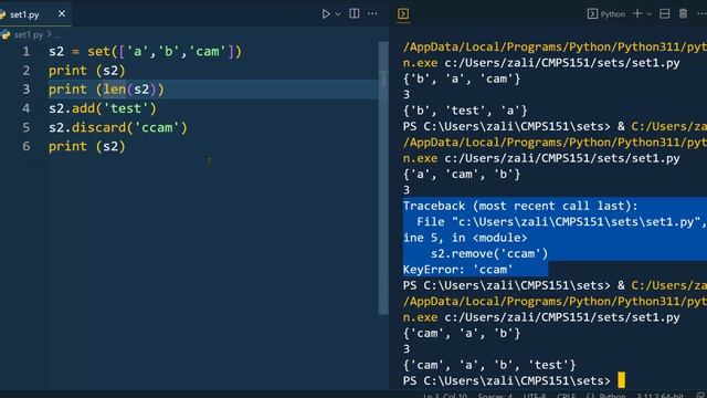Python Sets Add Update Remove Discard Union Intersection Difference etc смотреть онлайн