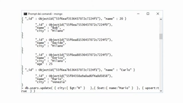 Update: Upsert e Multi-Update - Corso base di MongoDB смотреть онлайн