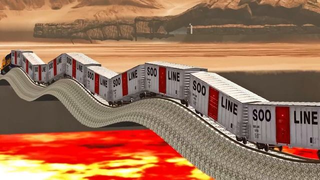 Impossible Very Long Up and Down Rail Tracks vs Trains crossing-Beamng Drive смотреть онлайн