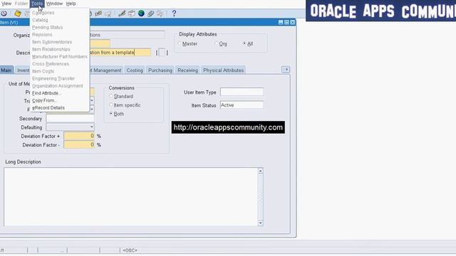 Create Item from a Item Template - Oracle Inventory смотреть онлайн