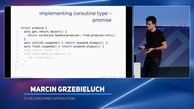C++20 Coroutines: Introduction - Marcin Grzebieluch - code::dive 2019 смотреть онлайн