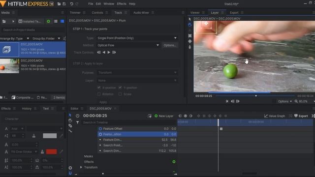 HitFilm Express. Трекинг объектов