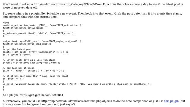 Wordpress: Generate Email if No Posts Within Time Period смотреть онлайн