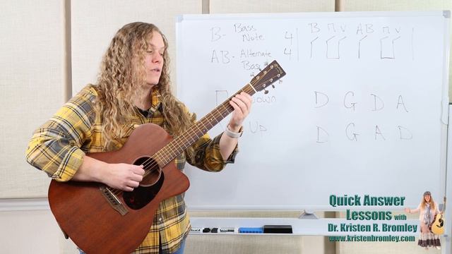 Strumming with Bass Note Runs between D, G, and A - Quick Answer Lesson with Dr. Kristen R. Bromley смотреть онлайн