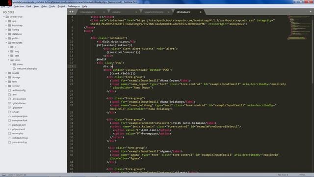 Tutorial CRUD Laravel + Bootstrap Data siswa - Edit (part 8) смотреть онлайн