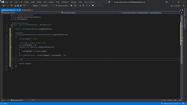 Getting a Random Value from a List of Weighted Values | C# | Unity Game Engine смотреть онлайн