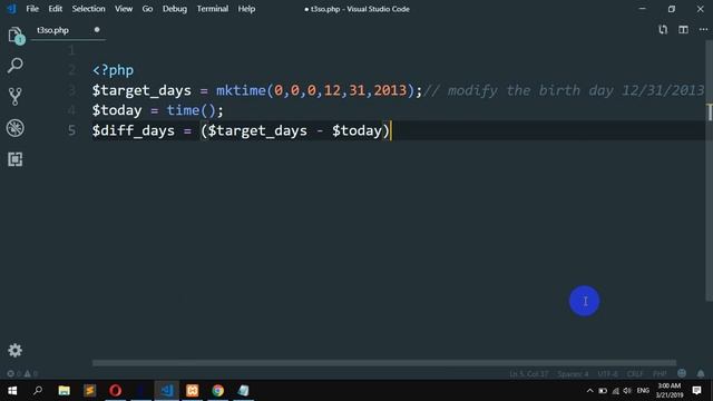 Birthday countdown Calculator in PHP смотреть онлайн