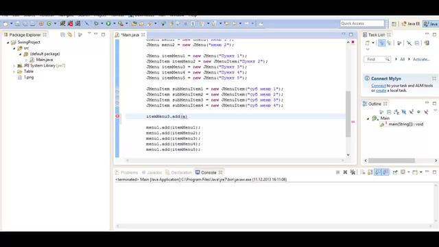 Java swing: Создаем под-меню в меню (JMenu JmenuItem, JMenuBar) урок 21! смотреть онлайн