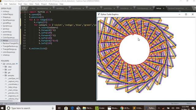 Python Turtle Graphics Rainbow Triangle Design 3 смотреть онлайн