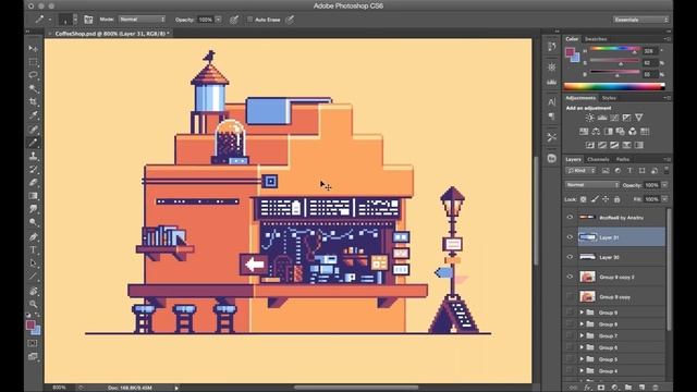 Pixel Art Coffee Shop (Timelapse + Commentary) #coffee9 смотреть онлайн