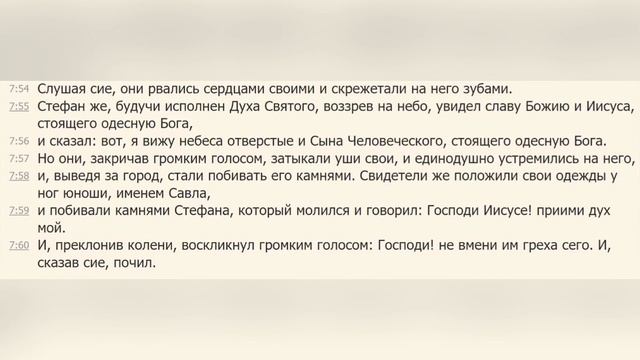 Деяния Апостолов с комментариями, 7 глава 54 - 60 стихи. (иерей Михаил Литвищенко) смотреть онлайн