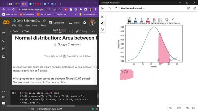 Area Between Points Using Python, TI-83 and TI-84 + z-score method| Day 385 Data Science смотреть онлайн