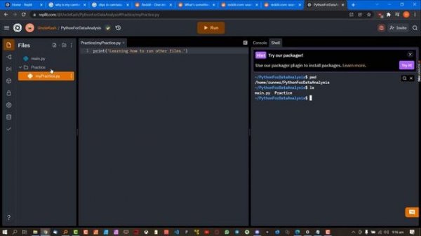 Running other files on REPLIT in the shell (Learning Python)