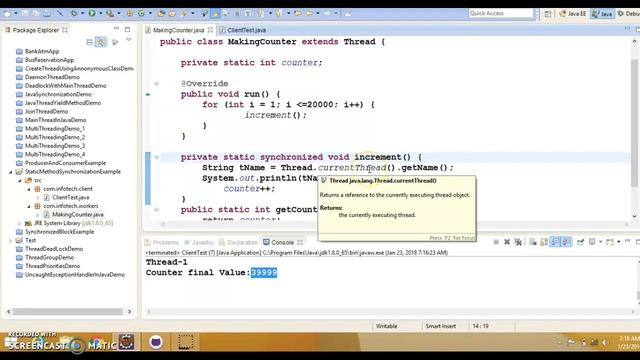 Static method synchronization in java Multithreading example смотреть онлайн