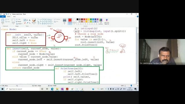 Binary search tree creation, insertion and display using python code смотреть онлайн