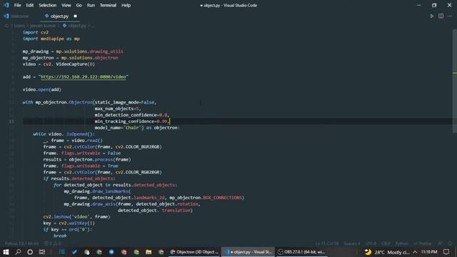 3D object Detection using python | chair | Opencv | Mediapipe | Telugu | Unq coder смотреть онлайн