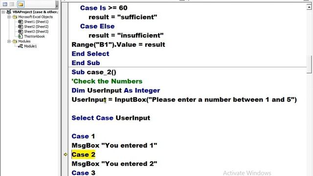 CASE IN EXCEL VBA смотреть онлайн